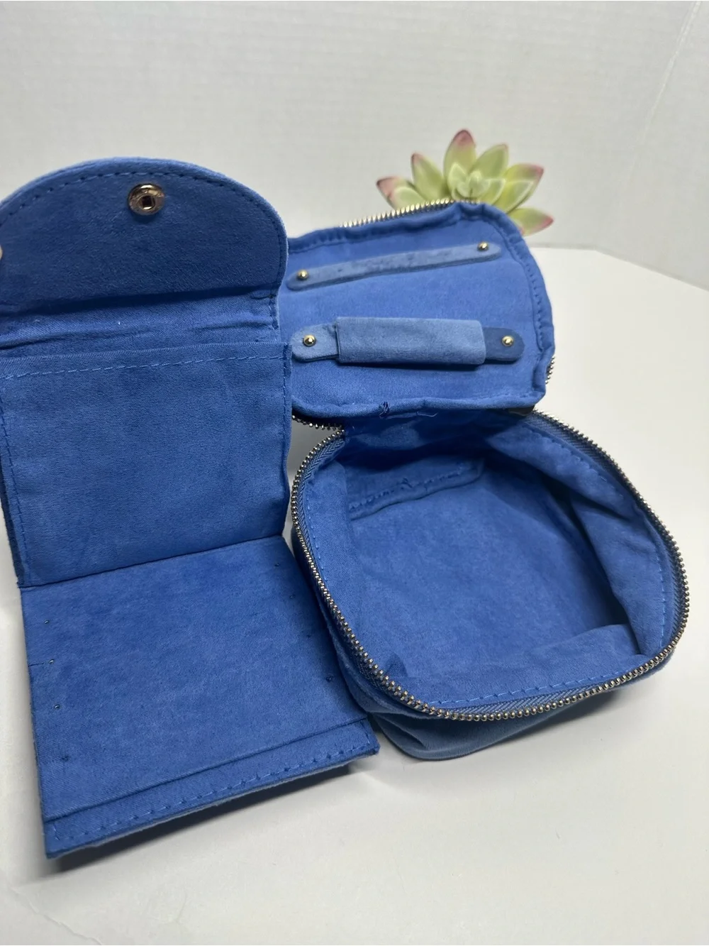 a new day Blue Velvet Scrunch-Handle Cosmetic Case